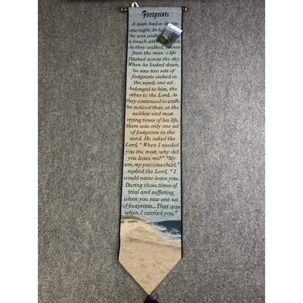 Manual Woodworkers & Weavers Hanging Tapestry With Hanger New Footprints Poem